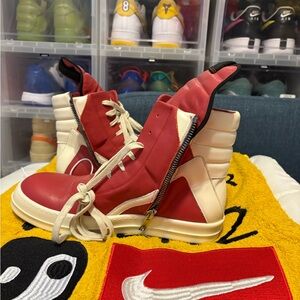 Rick Owens Red and Cream Temple Geobasket